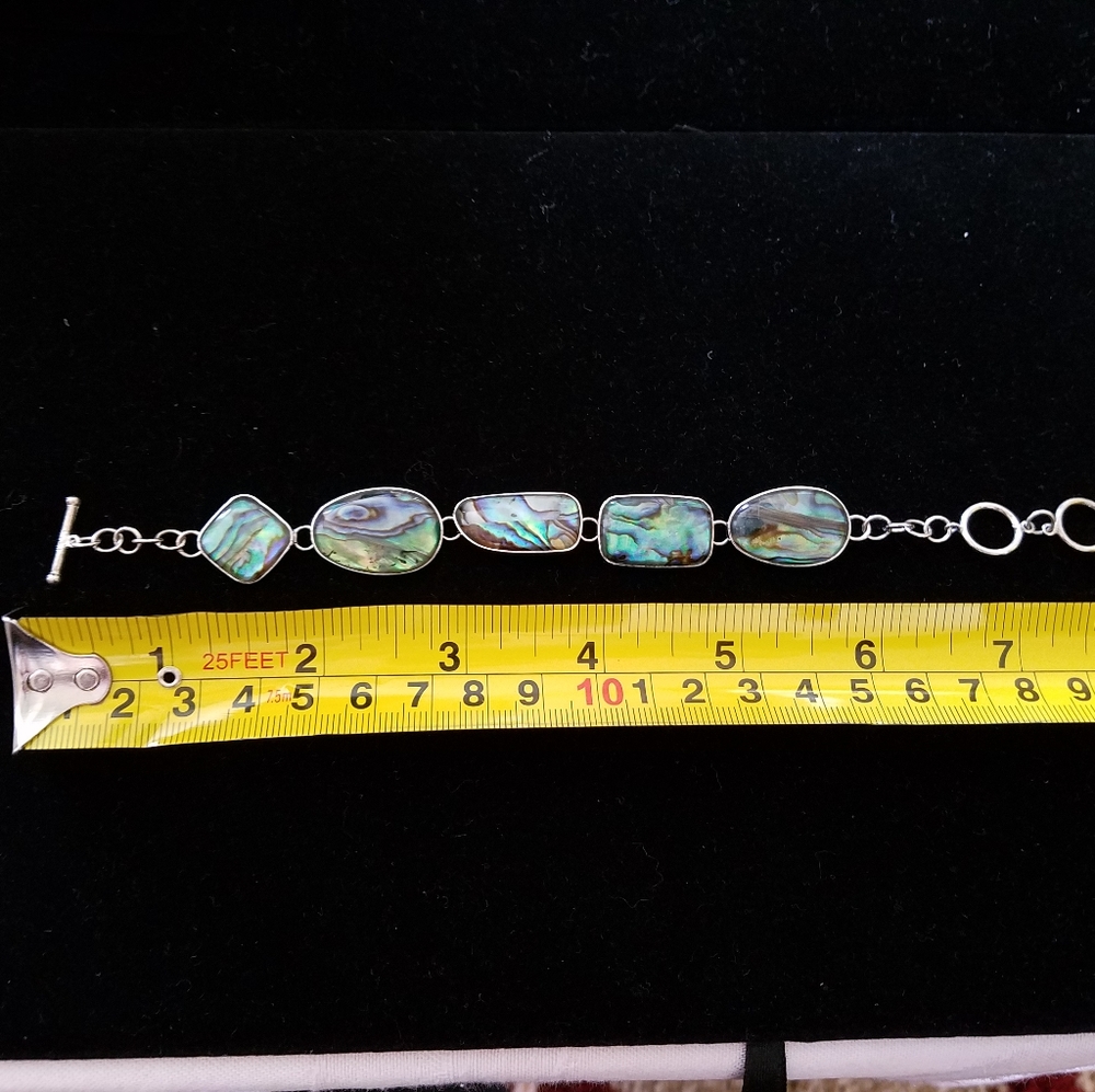 925 Sterling and Abalone link bracelet with toggle